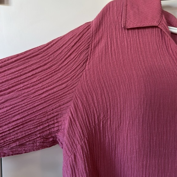 SOFT SURROUNDINGS | Key Biscayne Gauze Tunic 3/4 Sleeve Relaxed Notched Collar - Picture 5 of 11